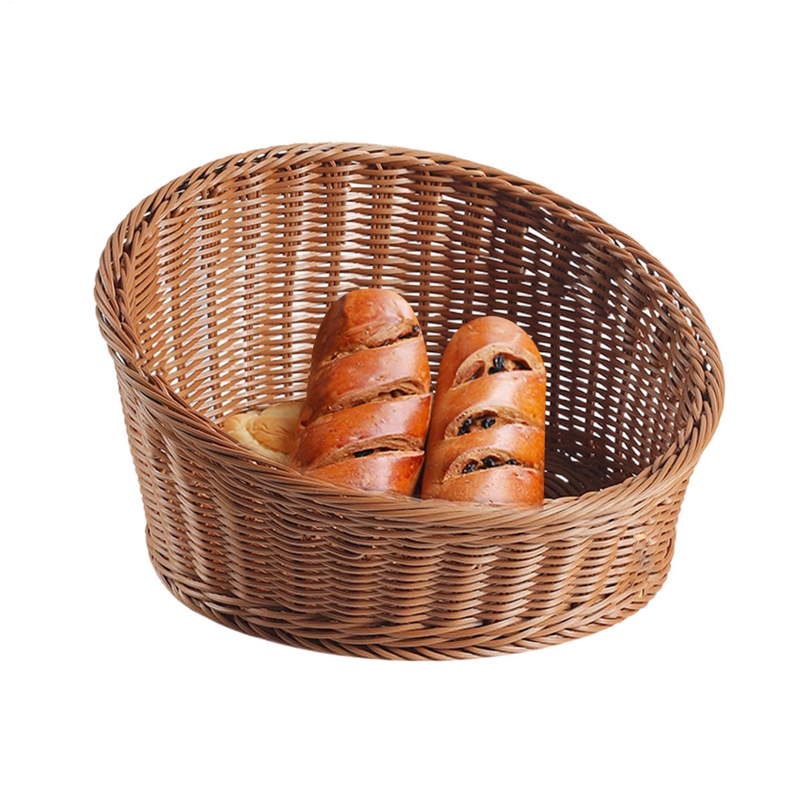 Cesta Para Pan Bandeja Inclinada Expositora De Alimentos | Cesta De Mimbre Para Servir Pan mesa mostrador verduras y pasteles restaurante picnic panadería