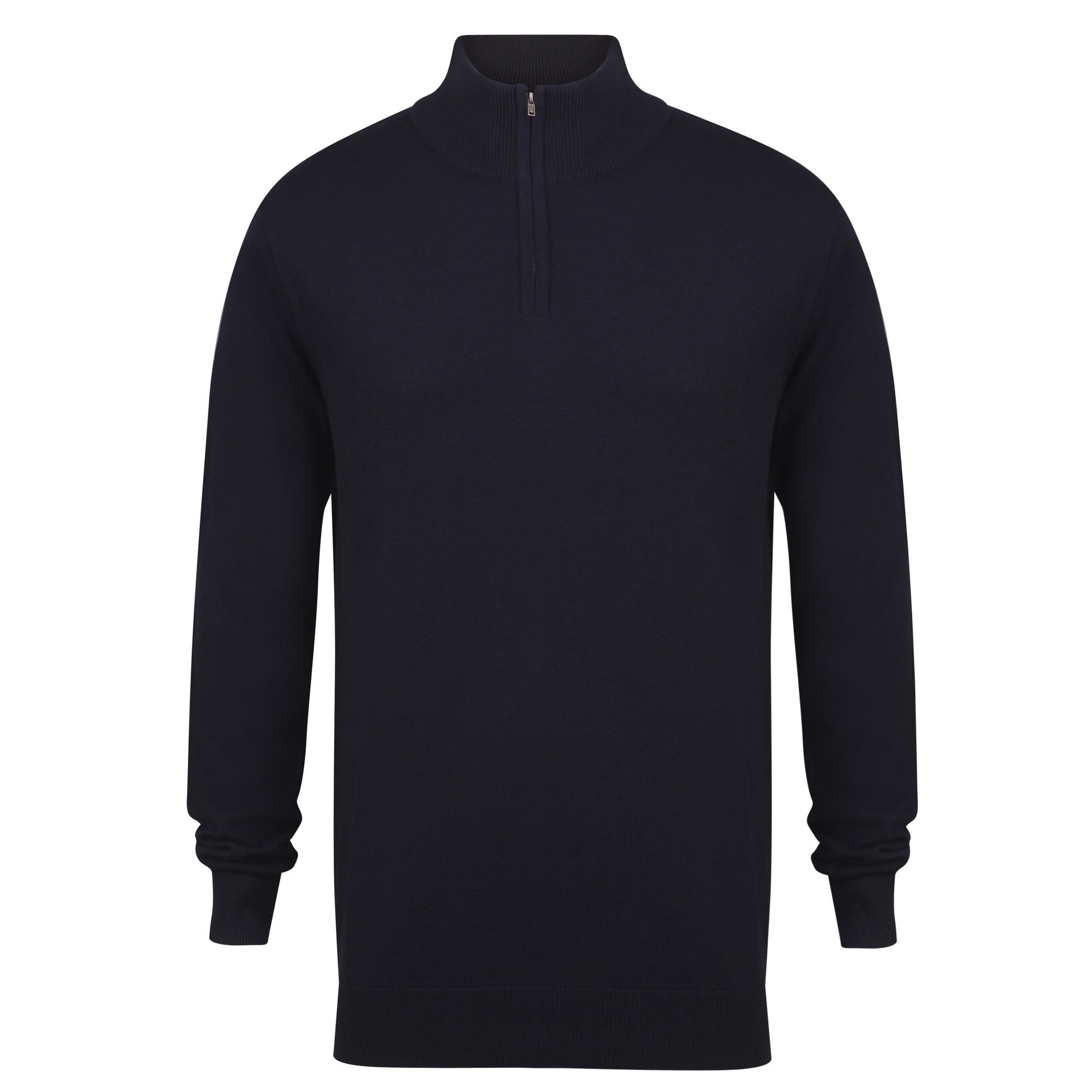 Henbury Men's Navy 1/4 Zip Long Sleeve Jumper (2Xl) (Navy)