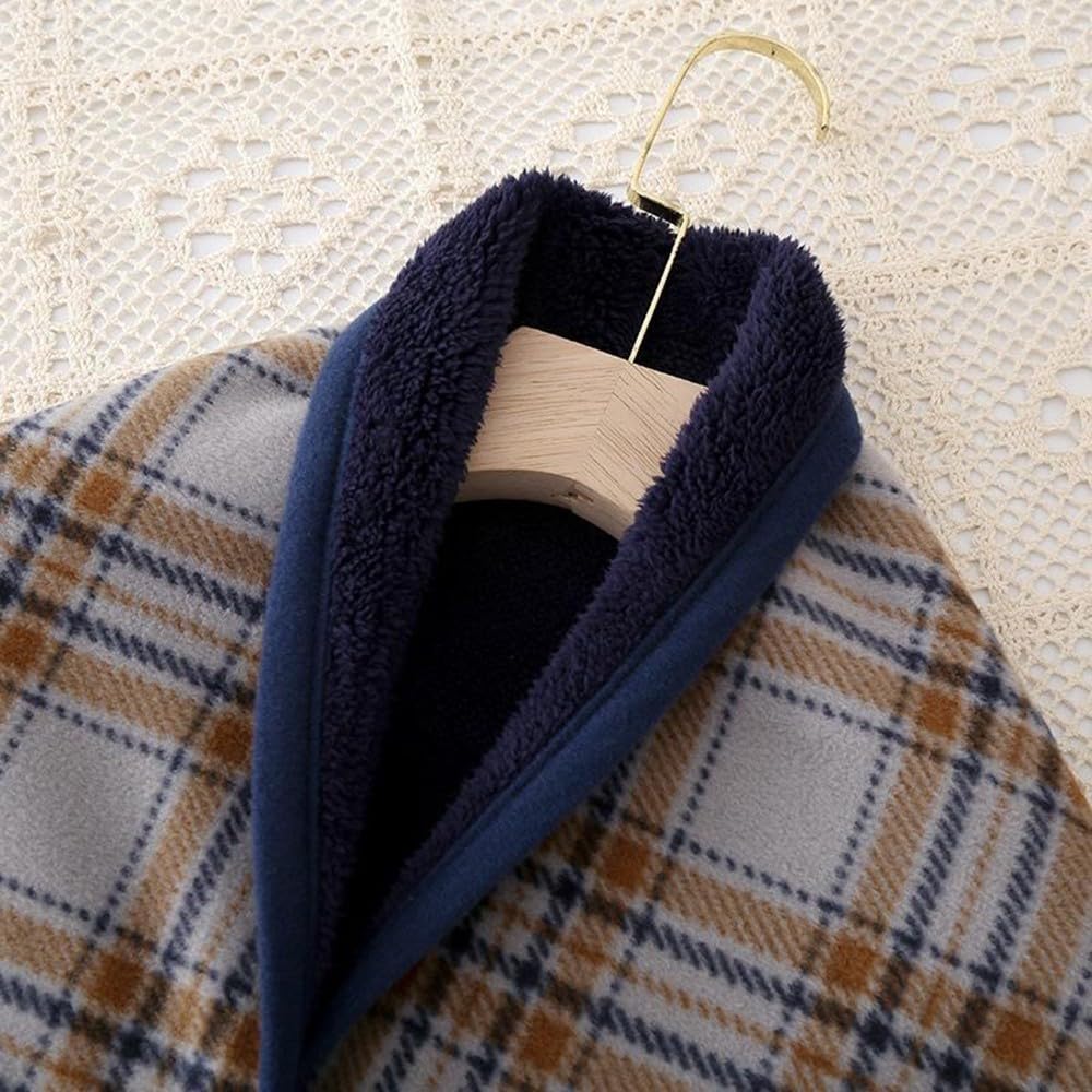 Genérico Chal De Cuadros para Mujer, Manta Cálida De Invierno para Usar, Chal Suave con Forro Polar, Cárdi De Bufanda De Punto Multifuncional, Adecuado para Sofá, Automóvil Y Hogar (A)