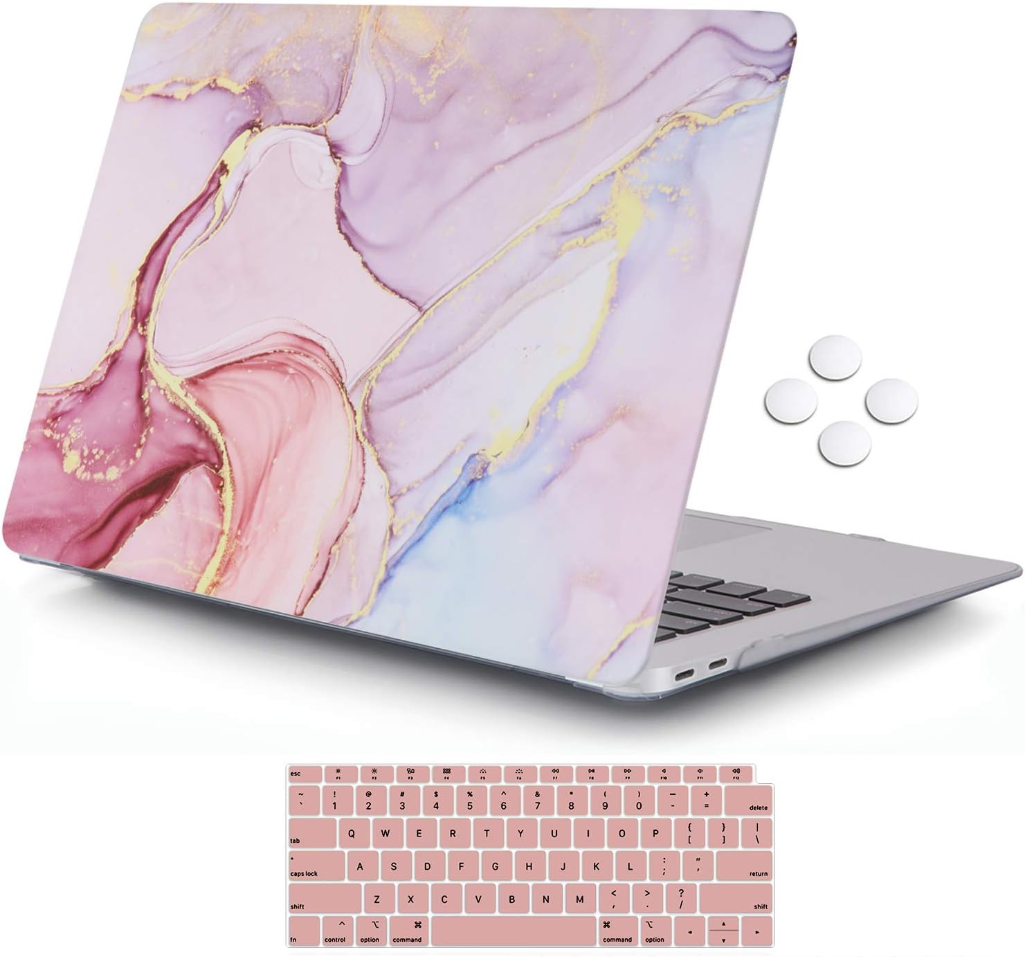iCasso Compatible with MacBook Air 13 Inch Case 2022 2021-2018 Release A2337 M1/A1932/A2179 with Retina Display Touch ID, Hard Shell Case and Keyboard Cover for MacBook Air 13 - Glitter Marble