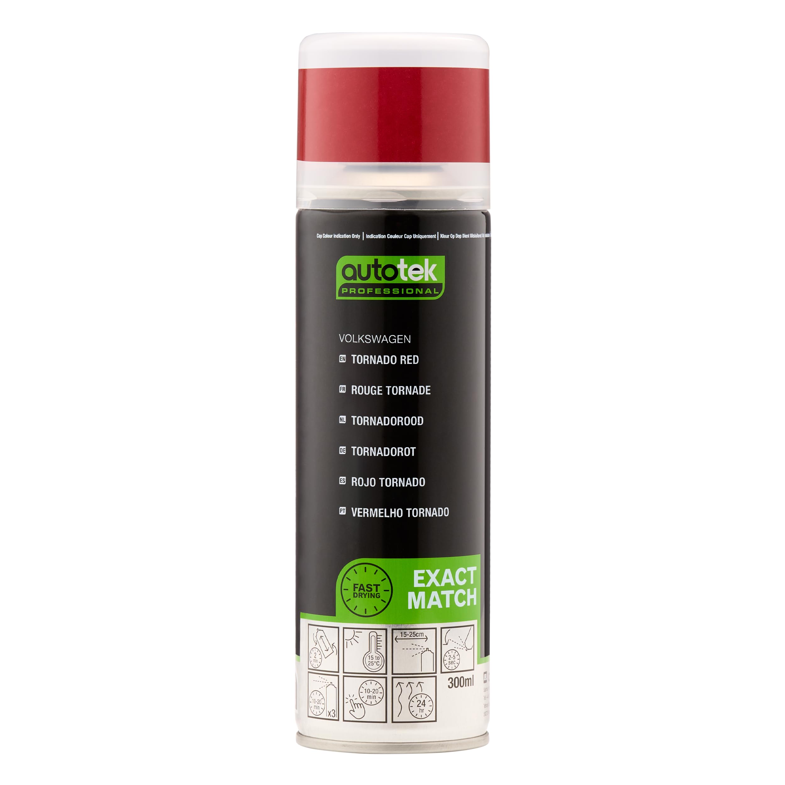Autotek Professional Exact Match Car Spray Paint, Volkswagen Tornado Red Aerosol Spray, 300 ml