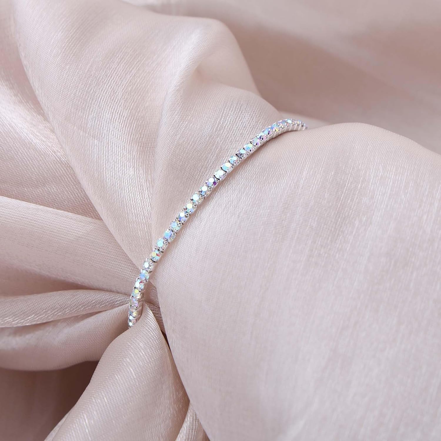 Sparkling Adjustable Tennis Bracelet Chain Gold Cz Crystal Stretch Bracelet Tiny Colorful Rhinestone Bracelets Hand Chain Bling Crystal Chain Bracelet Jewelry For Women - Image 4