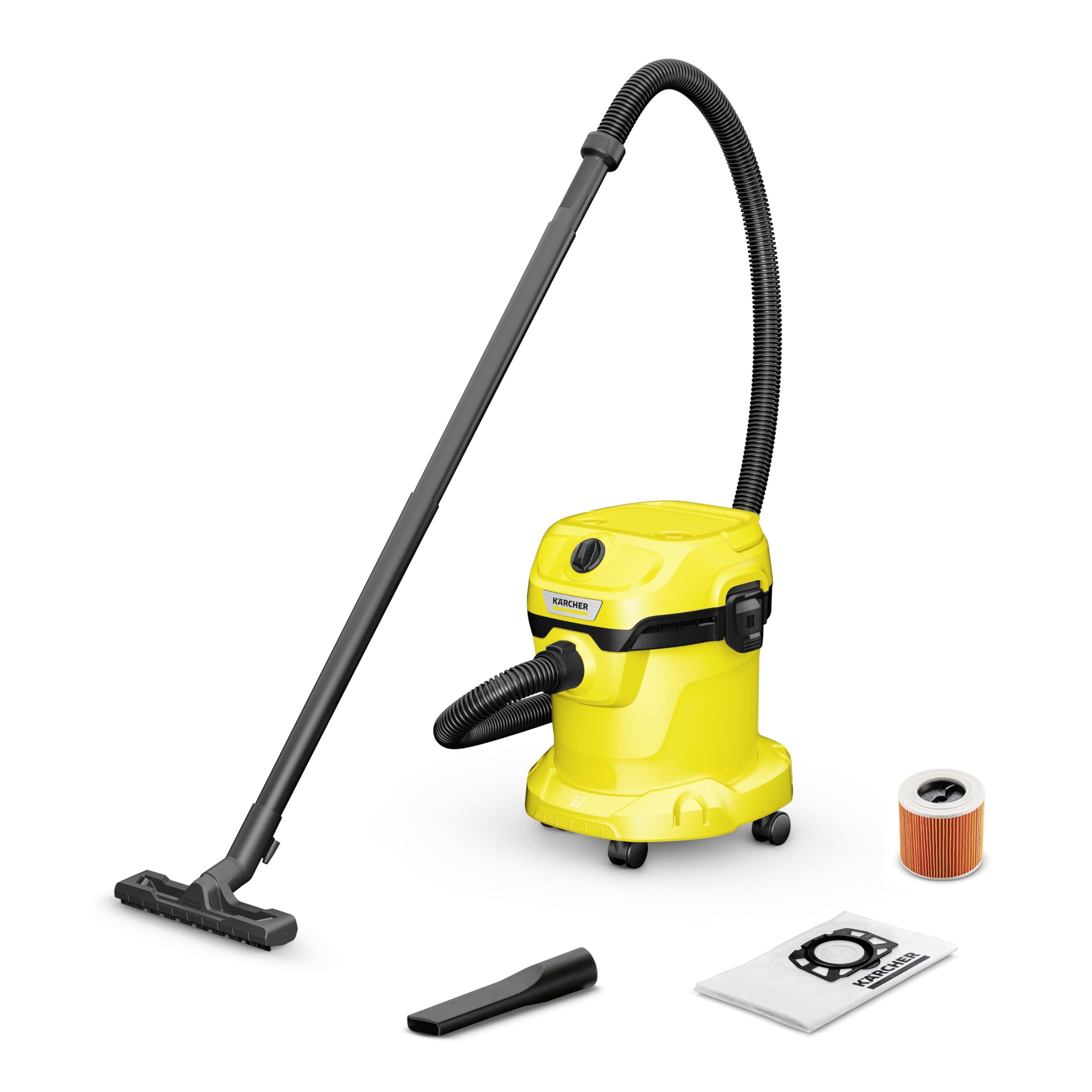 KÄRCHER Wet and Dry Vacuum Cleaner WD 2 Plus V-15/4/18/C Blowing function, Power: 1000 w, steel container: 15 L, suction hose: 1.8m, incl. cartridge filter, floor & crevice nozzle