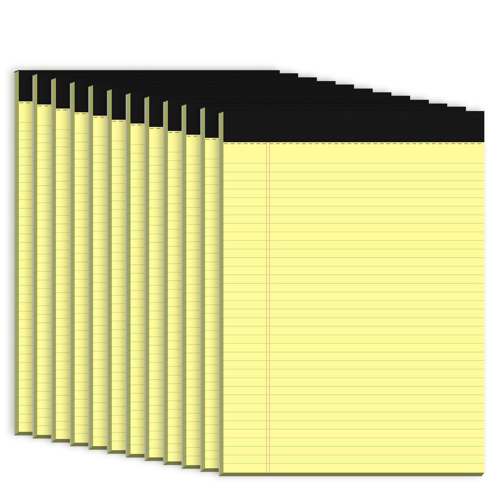 Blocco legale giallo, 8,5 x 11 cm, blocco note a righe universitarie, confezione da 12 blocchi per appunti legali da 8,5 x 11, 30 fogli per blocco, carta a righe micro perforata 8,5 x 11 per lavoro
