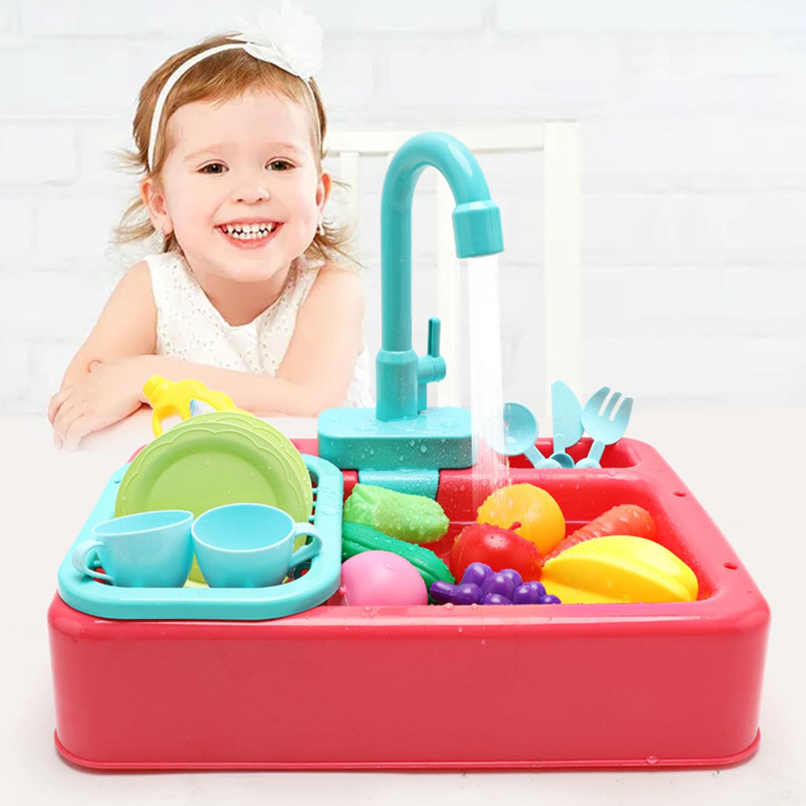 Giocattolo da Cucina Lavandino Lavastoviglie Gioco con Acqua Corrente Lavastoviglie Giocattolo Casa dei Ruoli Giocattolo da Cucina Lavandino con Acqua Corrente