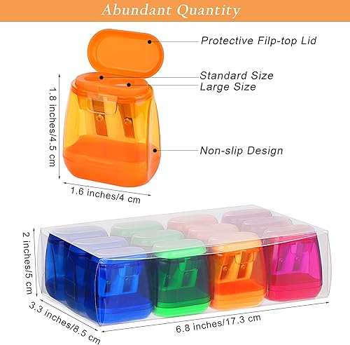 Miniatura 2 de Aodaer 48 sacapuntas manuales de doble agujero compacto con tapa para sacapuntas en oficina, hogar mezclado 4 colores