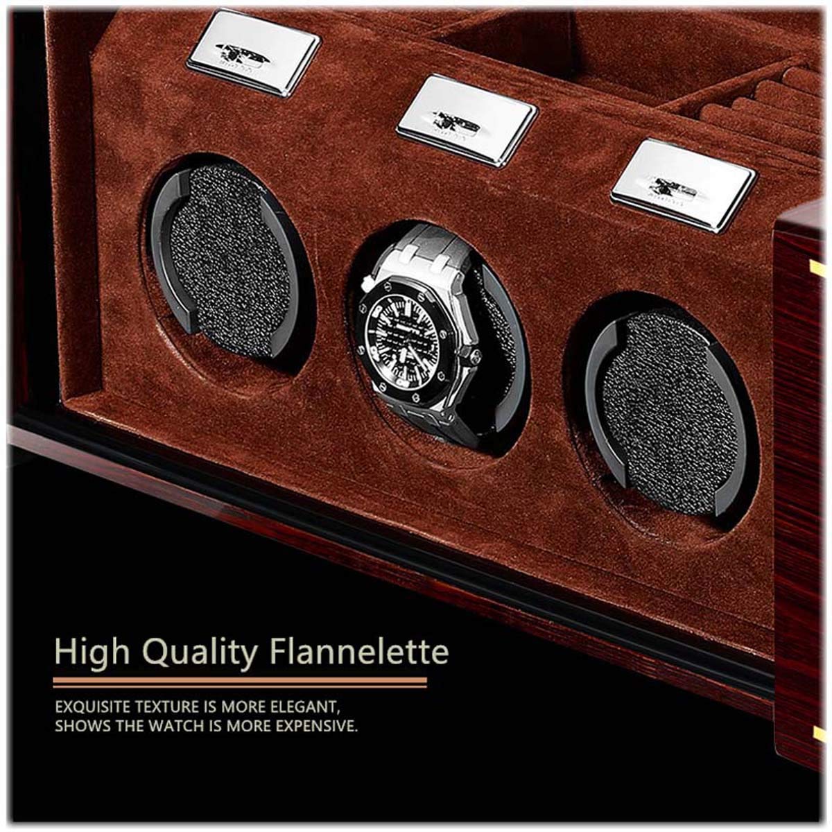 Avvolgitore automatico orologio - Orologio Winder Box per 3 orologi con moto silenzioso lacca di piano di alta gamma Meccanica Orologio Meccanico Box in legno massiccio con orologi per cassetti di