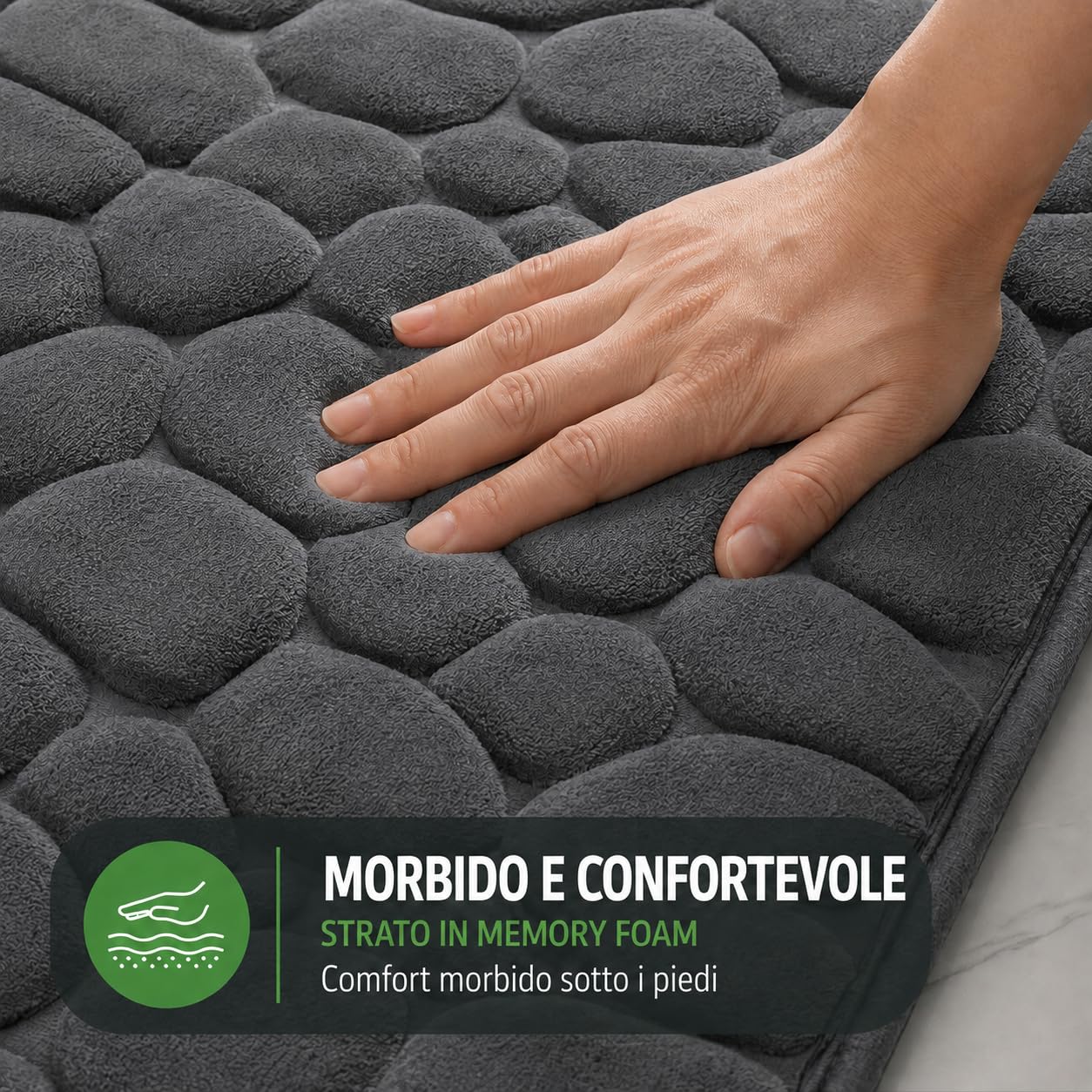 4er Tappeto da Bagno Set, Tappeto da Bagno Antiscivolo in Memory Foam, Assorbente Tappetino e Tappetino per WC - Lavabile in Lavatrice (Grigio Scuro‌)