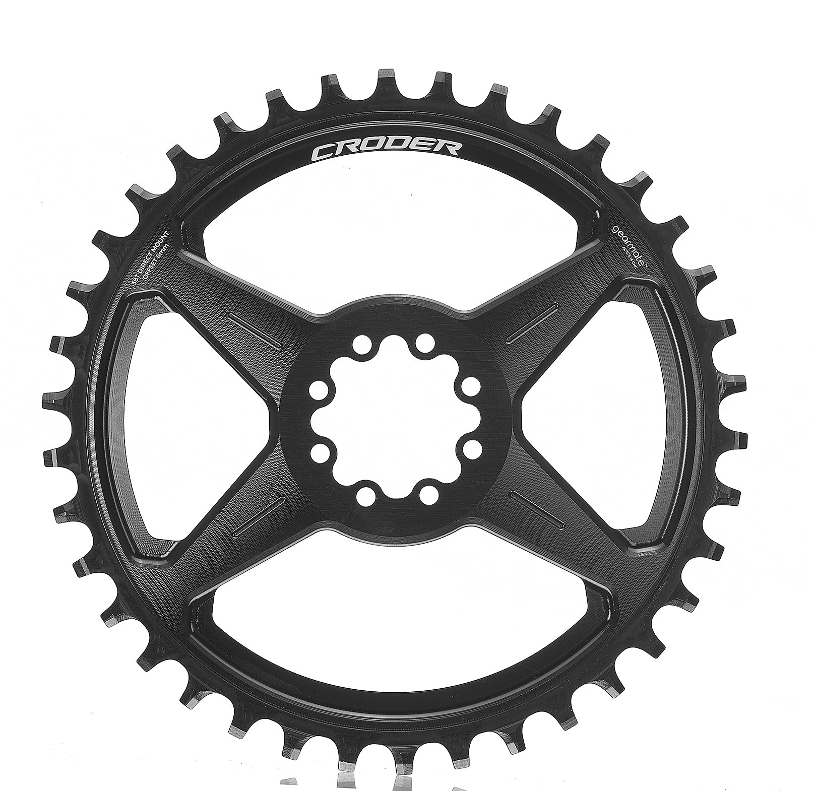 CRODER Gearmate Narrow Wide Chainring for SRAM 8-Bolt Direct Mount, 6mm Offset, CNC 7075-T6 Aluminum, Compatible with 11/12 Speed SRAM Flattop & Shimano Chains, 30T-38T (38T)