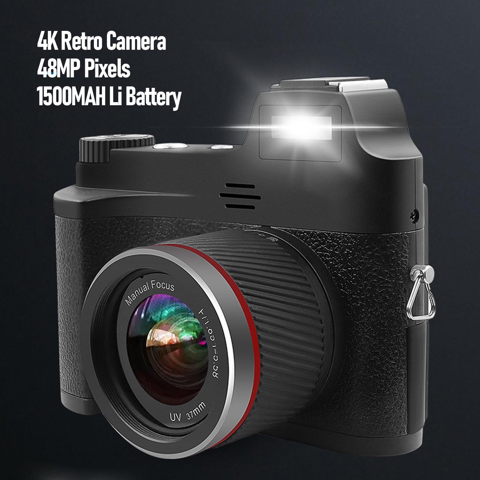Zunate Fotocamera Digitale Mirrorless, Fotocamera Macro Fotografica Video 4K 48MP con Zoom Digitale 18x, Schermo LCD da 3 Pollici, Fotografia a Tempo, per la Famiglia di Viaggi