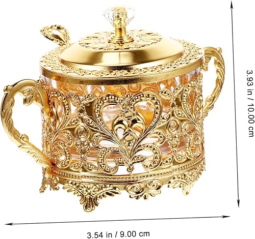 Miniatura 2 de Tarro de especias de hierro dorado con tapa, recipiente de condimentos de vidrio vintage para cocina del hogar y fiestas, perfecto para aperitivos y