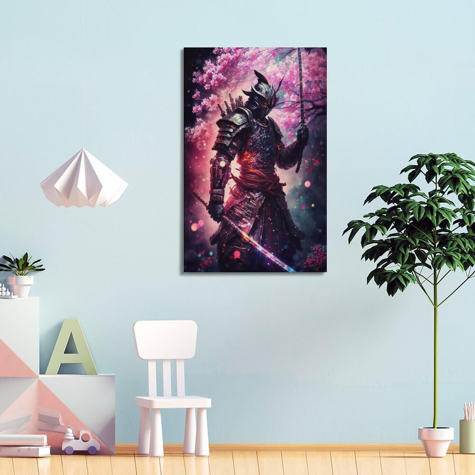 Tela artistica da parete con samurai corazzato Torii, stampe