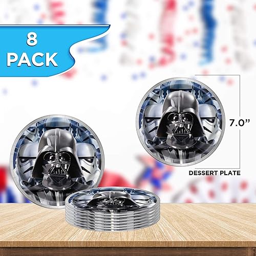 Miniatura 4 de Unique Star Wars - Paquete de vajilla para fiestas, servilletas de almuerzo y bebidas, platos de cena y postre