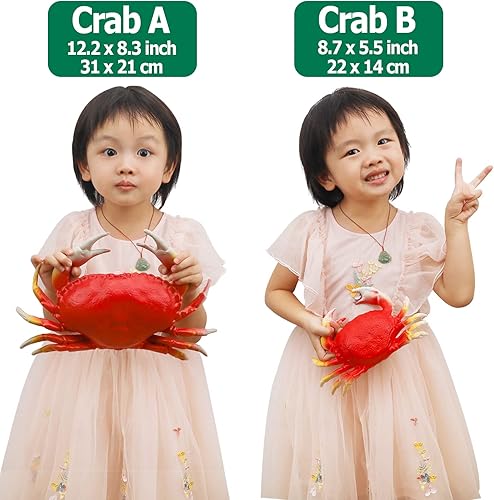 Miniatura 3 de Gresorth Paquete de 4 falsas criaturas grandes de la vida marina de la colección de langosta artificial y cangrejo de plástico de animales de