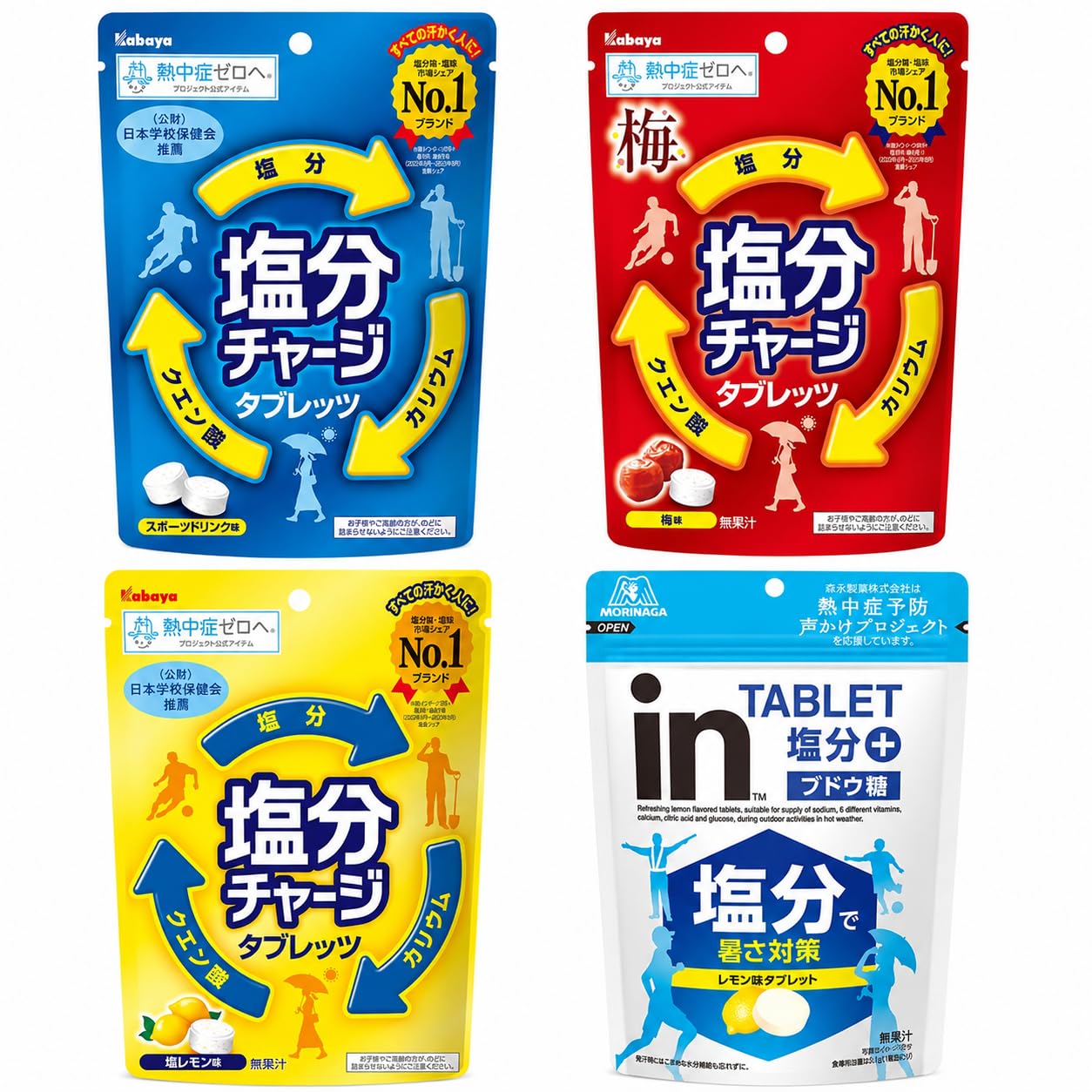 Amazon.co.jp: 塩分チャージタブレット 4種アソート （カバヤ 塩分