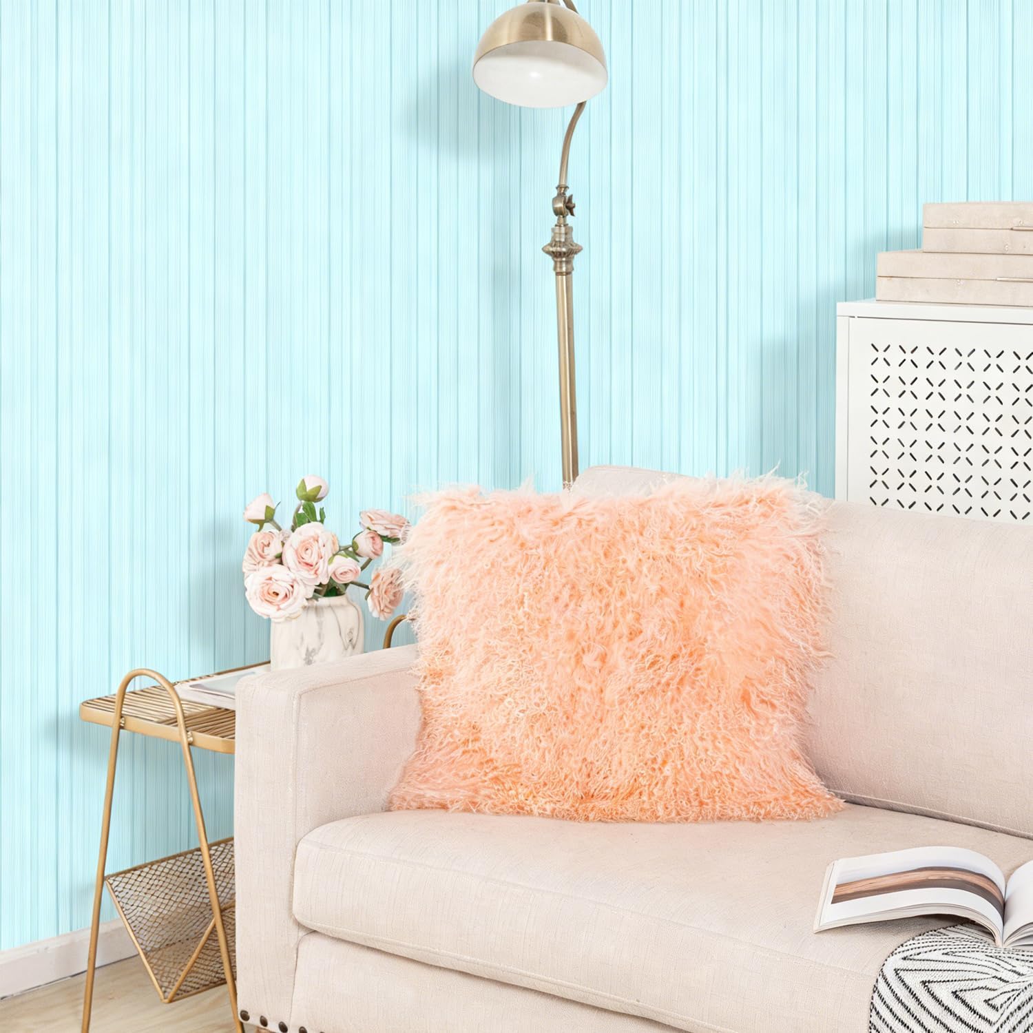 Seek4comfortable Mongolian Tibetan Lamb Fur Wool Rectangular Throw Pillow Cushion，Khaki - 12" x 20"