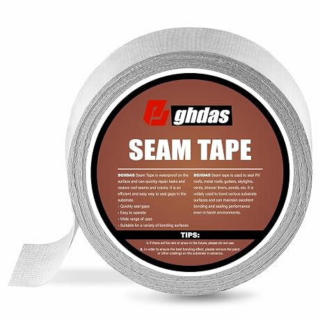 Bghdas Peel and Stick Seam Tape, Repair Leaks and Restores Roof Seams and Tears, Used for Bonding Metal, Wood, EPDM, Fiberglass, and Tiles, Efficient to Use, 2 Inch x 50 Feet Roll(1 Piece)