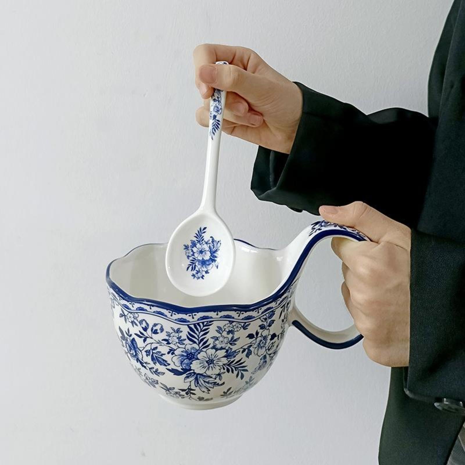 Cuencos de cerámica con asas 500 ml cerámica pintada a mano