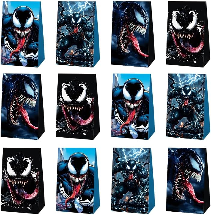 Followarm 12pcs 𝘝𝘦𝘯𝘰𝘮 Party Favor Gift Bags Goodie Bags, Superhero Party Supplies for Kids Birthday Decorations image 5