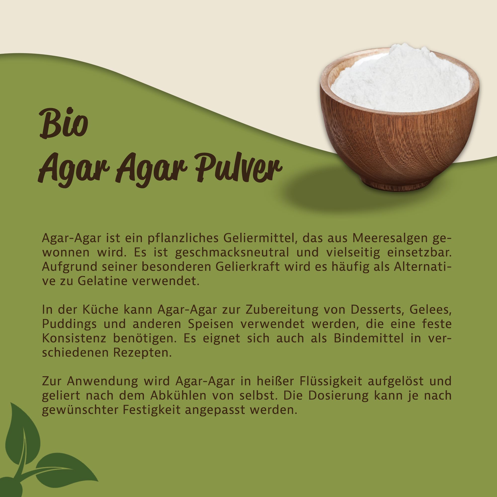 Mynatura Bio Agar Agar Pulver I Pflanzlich I Geliermittel I Algenpulver I Geschmacksneutral I Alge I Vegan I Kochen I Backen I Im Beutel (1000g)