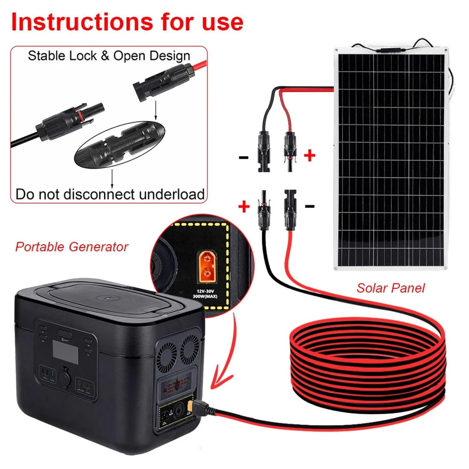 Złącze solarne do XT60I- F adapter 12AWG CableConnect kabel do ładowania panelu słonecznego