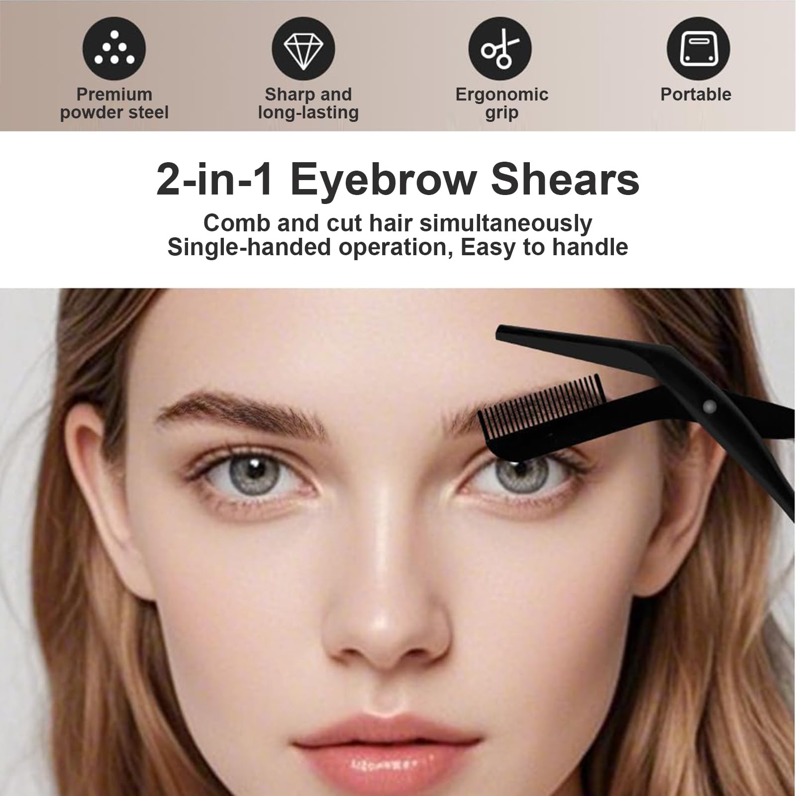 Strumenti di Bellezza 2-in-1, Taglia Sopracciglia con Pettine, Lama Acciaio Polvere 14.5cm, Per Dermaplaning Viso