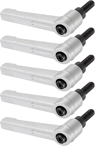 Miniatura 6 de METALLIXITY Mango de sujeción ajustable (M5 x 0.787 in), 5 unidades, mango de nivel de trinquete de botón macho de metal, para equipos de la