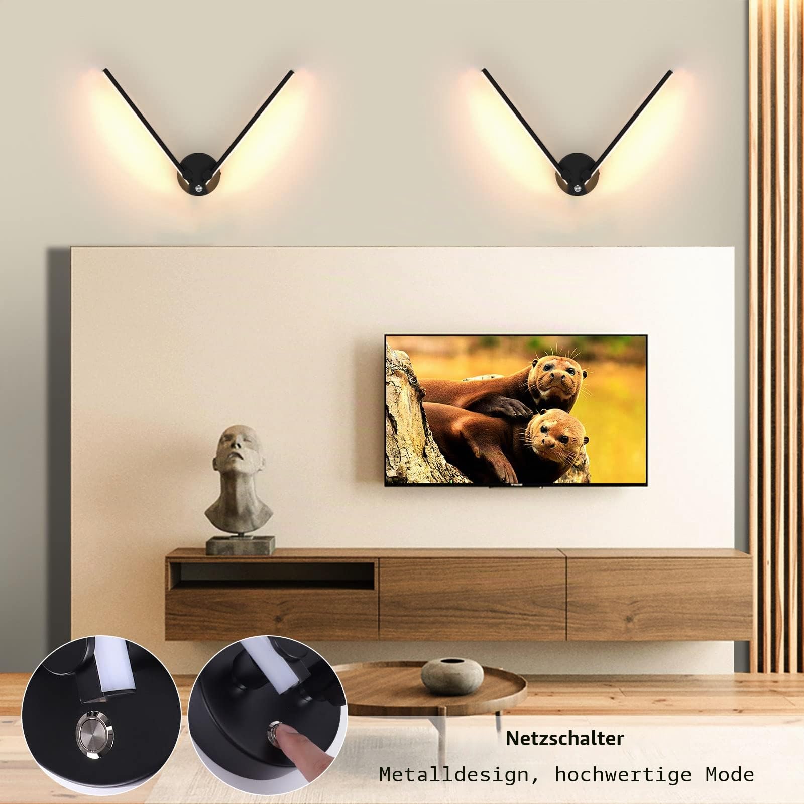 KAWELL 12W Moderne LED Wandleuchte mit Schalter Innen LED Wandlampe