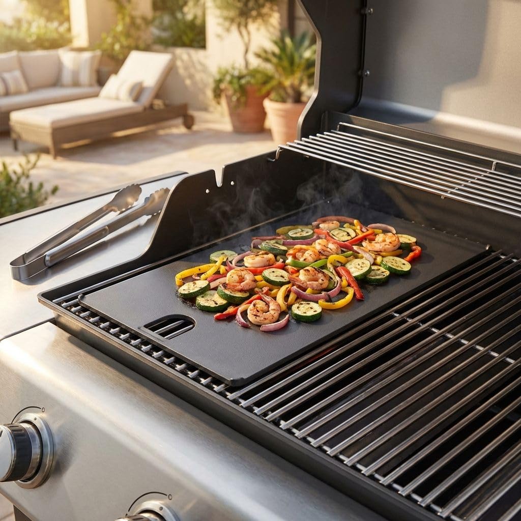 Milani Home - piastra per barbecue, compatibile PIROS e DIABLO, ghisa, ricambio cottura barbecue, nero, 41.5 x 22 cm