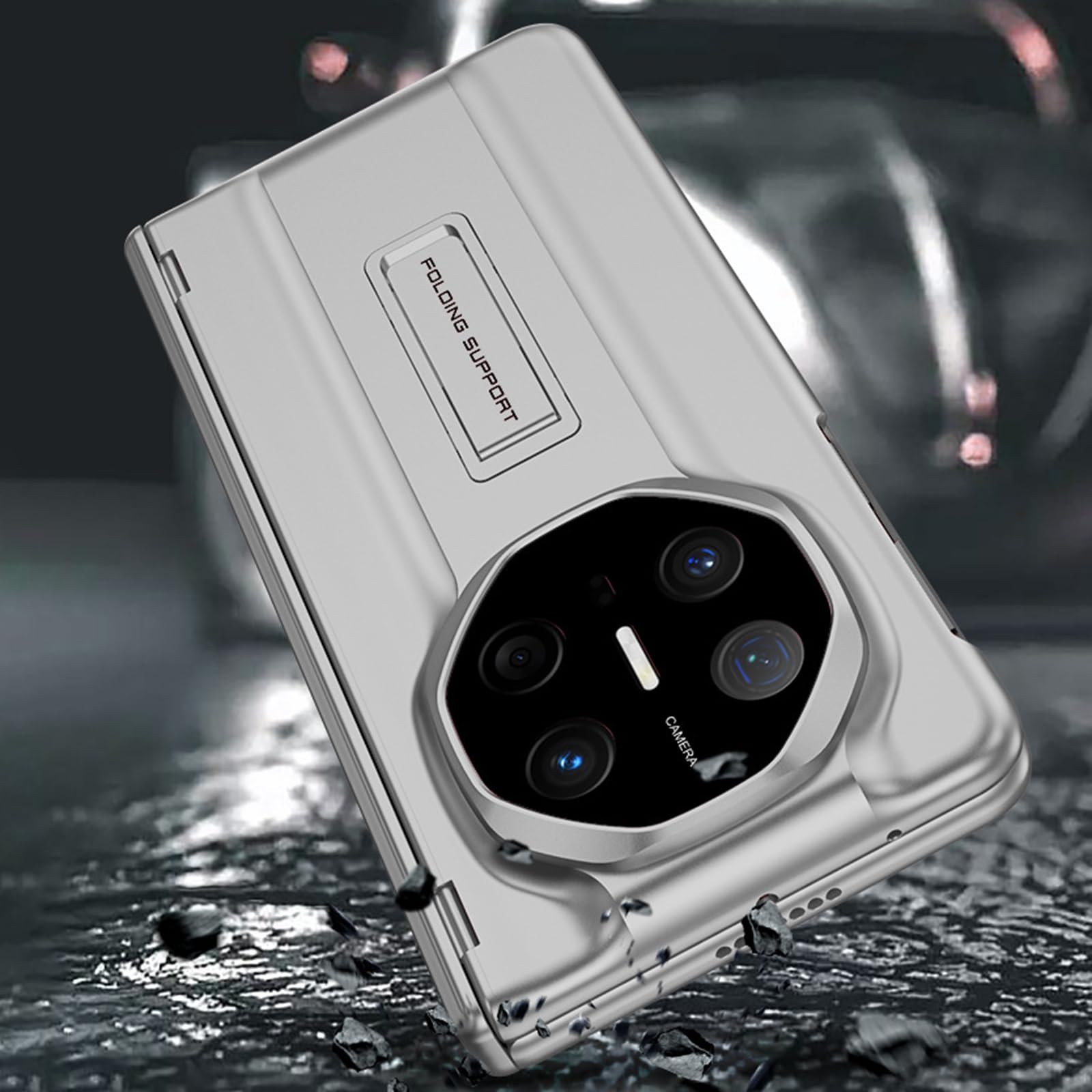 Smukłe etui do Huawei Mate X6, luksusowy biznesowy PC matowe etui z podpórką, kompleksowa ochrona obiektywu zawiasowego, biała, Mate X6