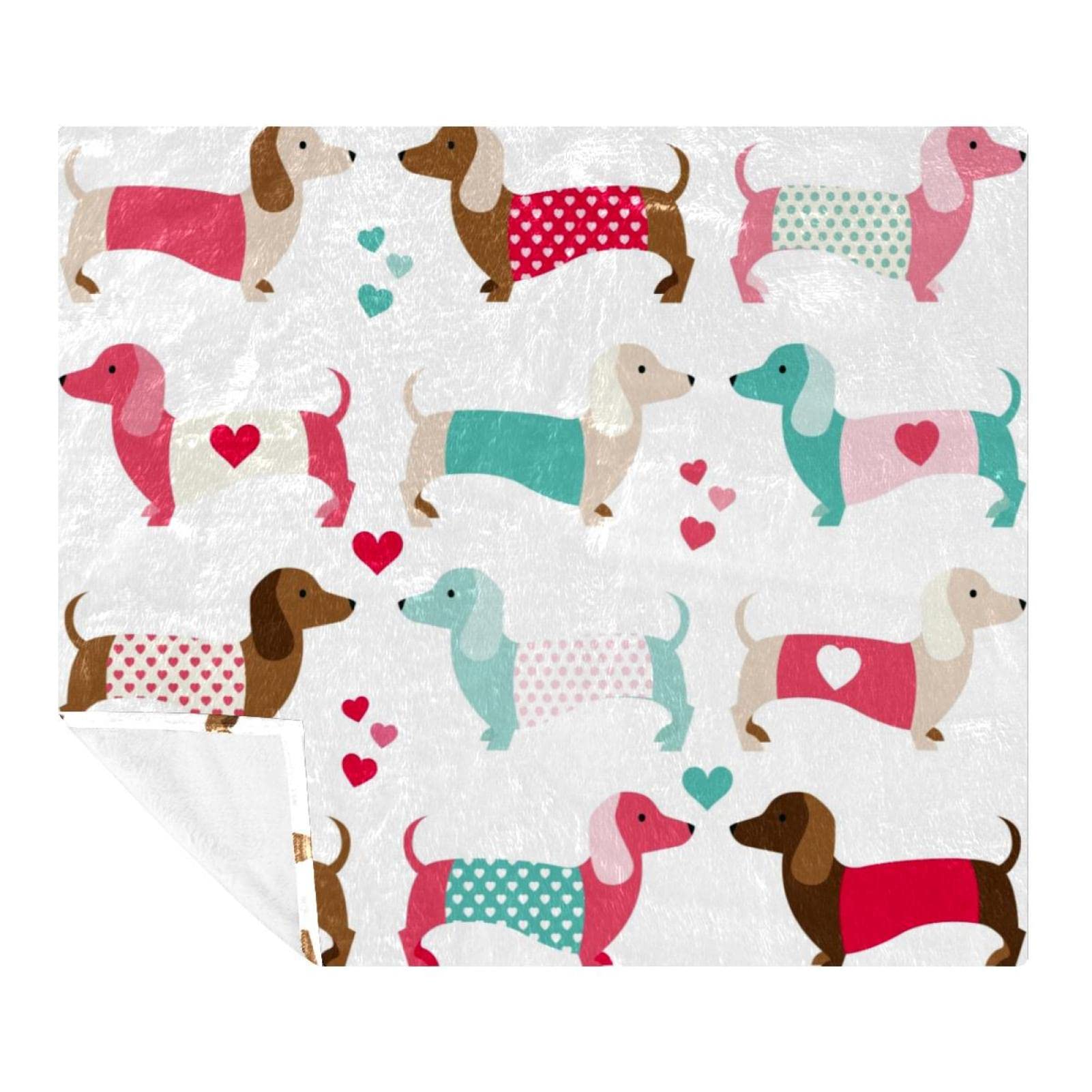 Couverture polaire teckel jeté de lit microfibre pour adulte enfant et voyage