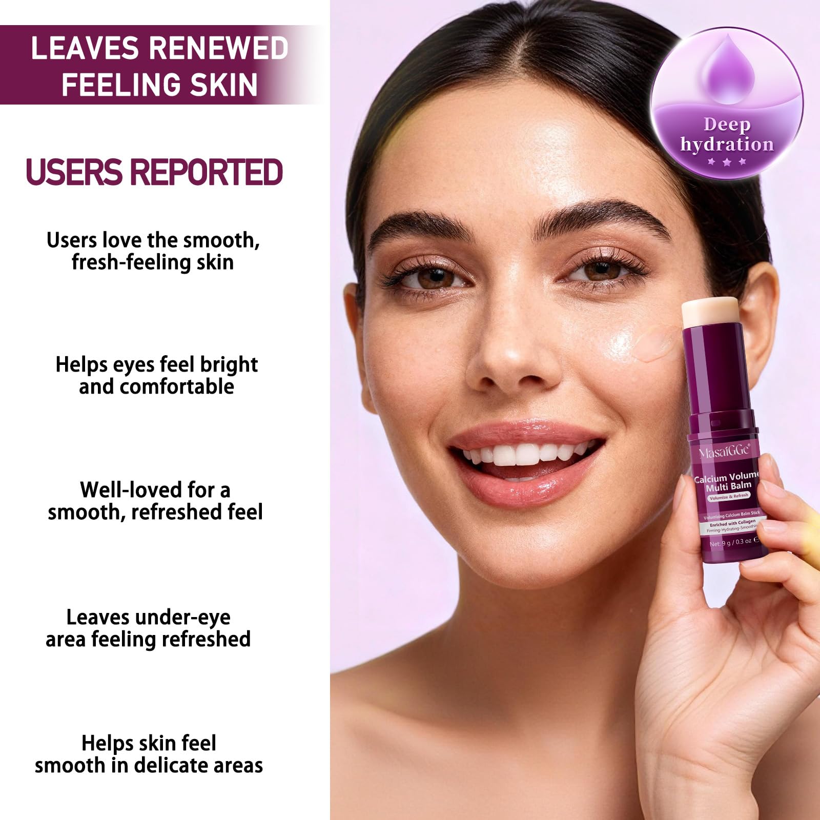 Calcium Volume Multi Balm, Stick Coreano Viso Antirughe, Crema di Calcio Anti-invecchiamento, Anti-caduci, anti rughe, adatto per gli occhi, il viso, il collo