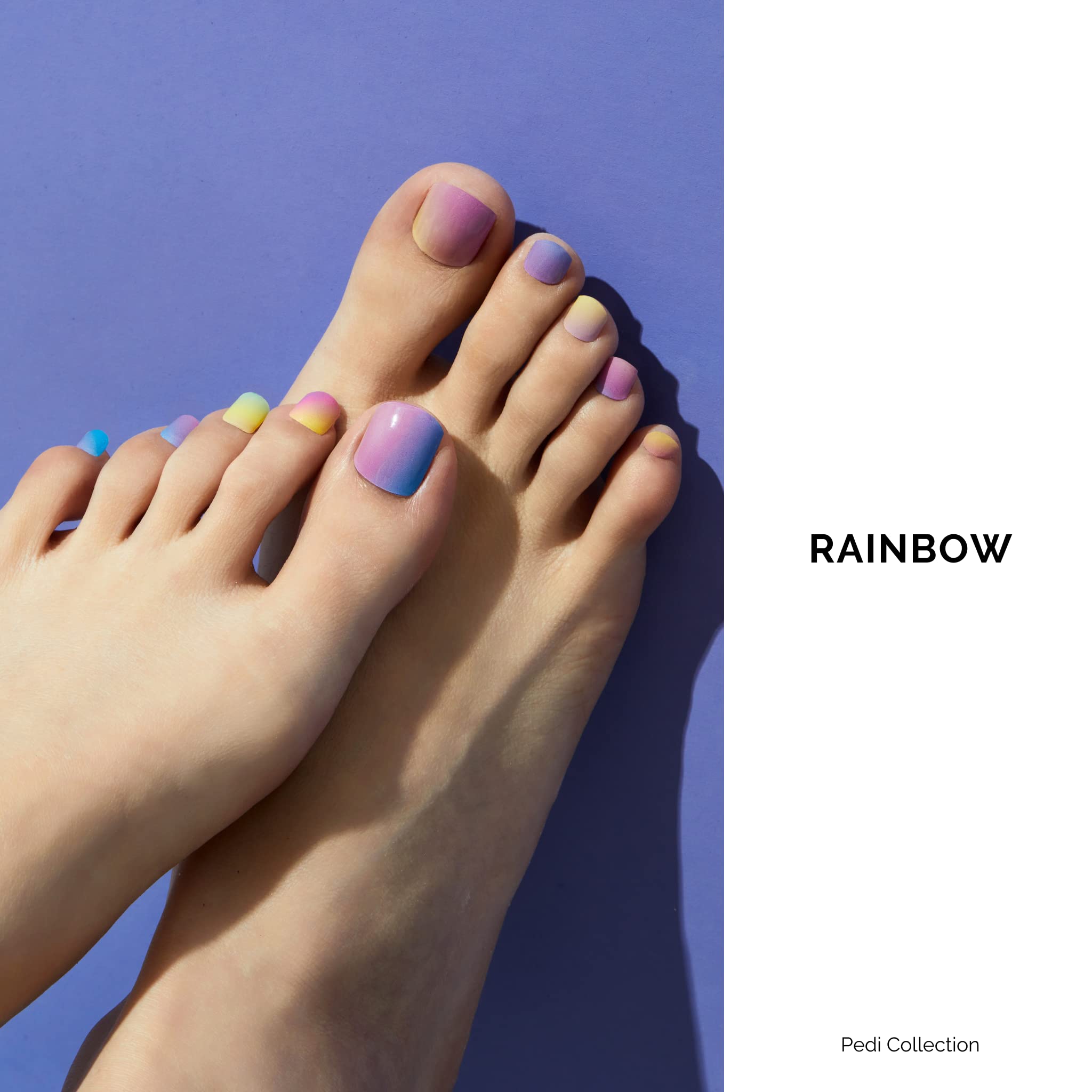 NAILOG Semi Cured Gel Nail Strips, Toe Nail Polish Strips with Glossy Gel Finishing, Rainbow, 16 - Image 2