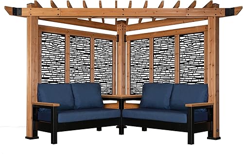 Miniatura 1 de Backyard Discovery Pérgola de cabaña de madera Verona con paneles de privacidad de guijarro