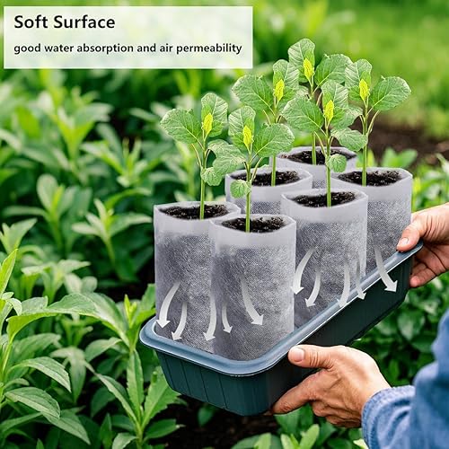 Miniatura 8 de Belit 50 bolsas de cultivo de 13.5 pulgadas de alto de profundidad, macetas no tejidas para plantas de raíces profundas, verduras, flores, árboles