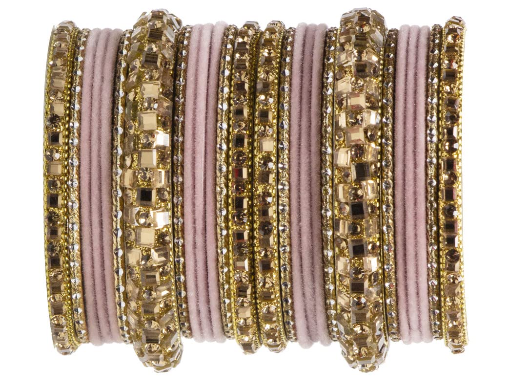 CELESTE GALLERY Womens Dulhan Bangles Set, Bridal Bangles Set, Golden Bangles Set, Punjabi Chuda Fashion Antique Stones Wedding | Bridal Brass Bangles Set Size:-2.10 Color:-Baby Pink (B0B1HVDJVF) Amazon Price History, Amazon Price Tracker