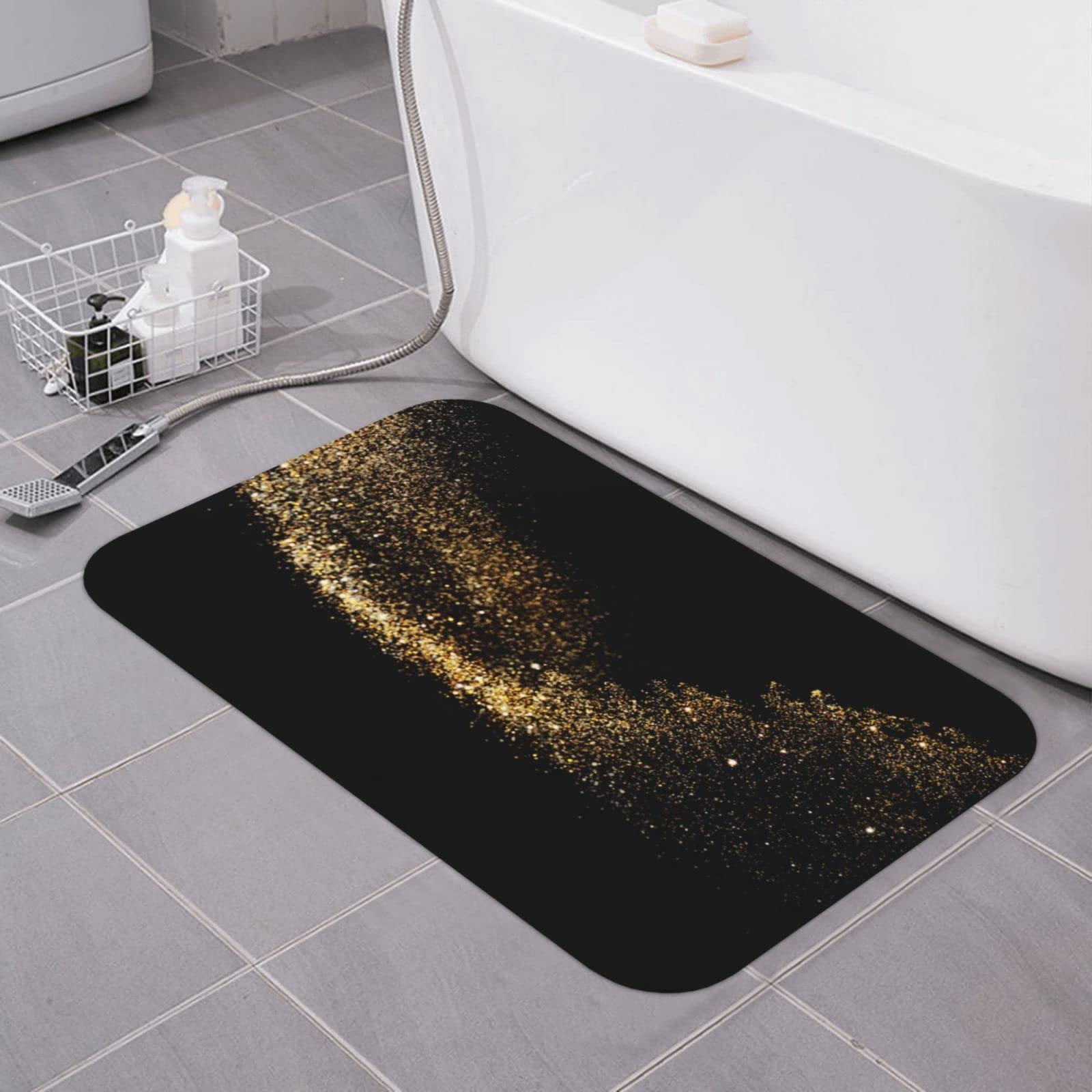 Tapis de bain antidérapant anti-glisse séchage rapide sable noir