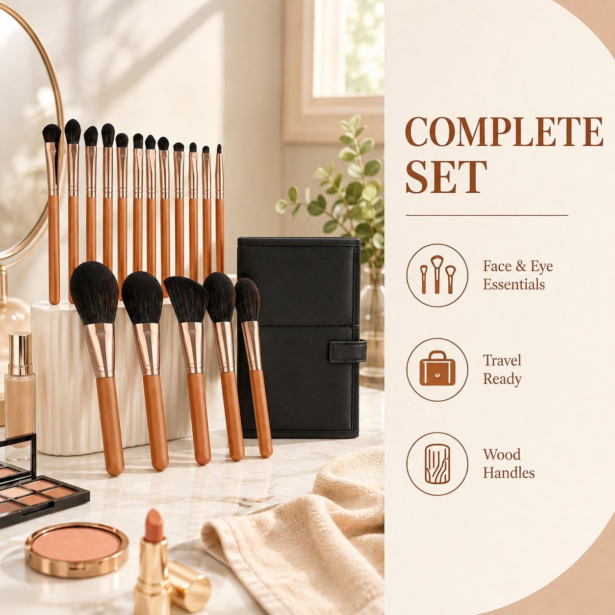 Set 17 Brochas Maquillaje Diario, Pelo sintético suave, Brochas cosméticas, Rutina belleza diaria, Para estudiantes, style to 1