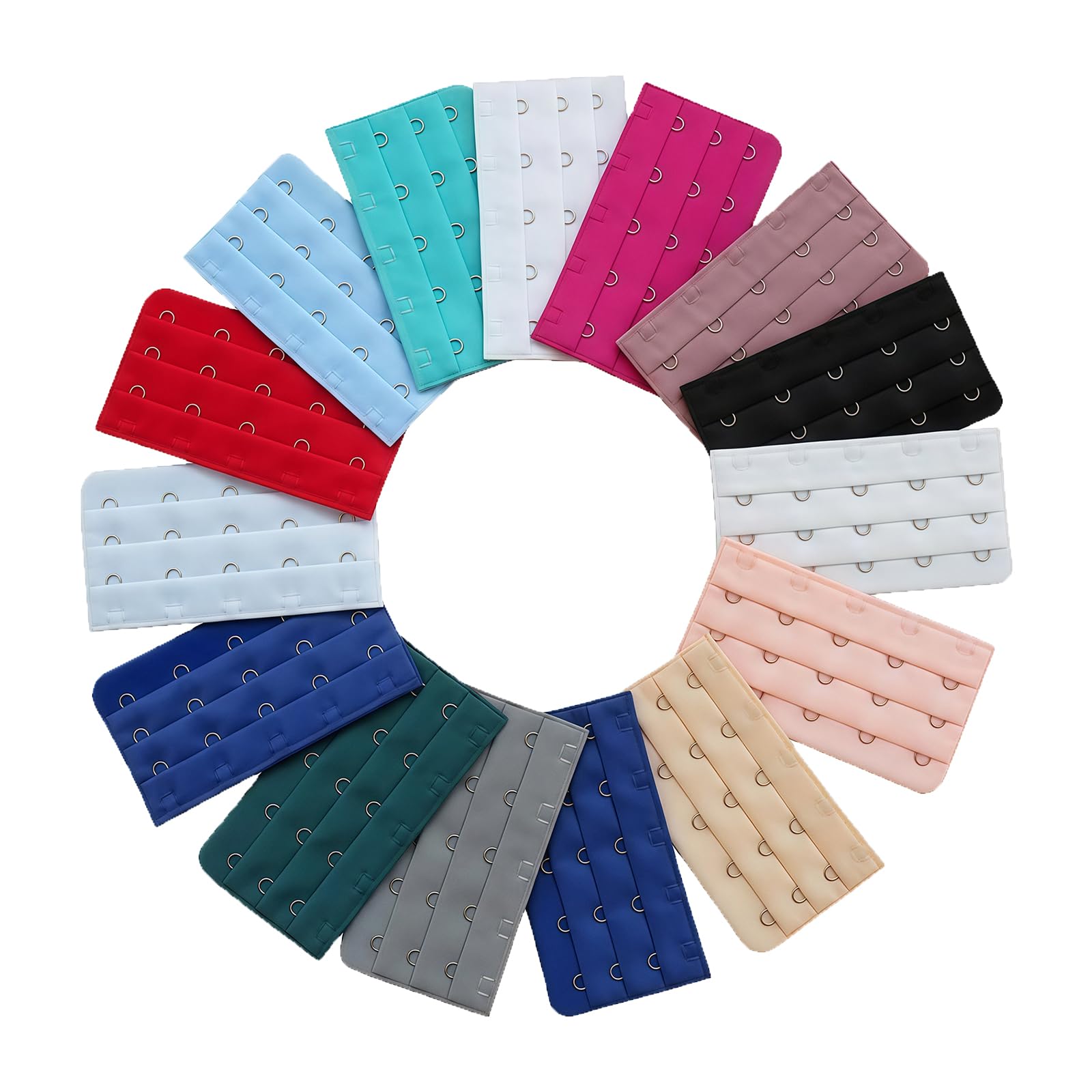 15Pcs Women Bra Extender Strap 5 Hooks 3 Rows Spacing Bra Extension Hooks Back Band Extenders Assorted Colors