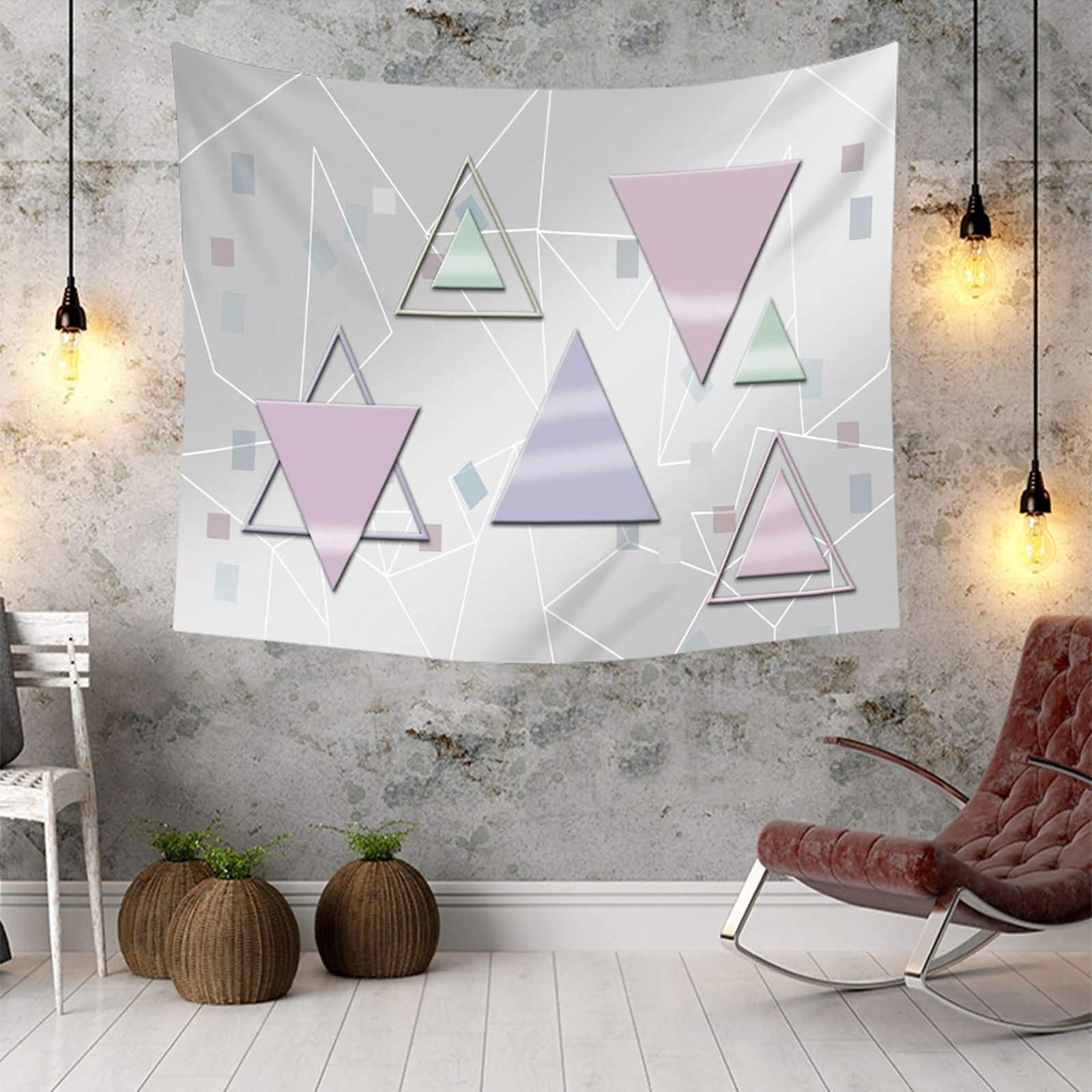 Bishilin Tapisserie makata na ścianę, wodoodporna, dywan ścienny do sypialni, trójkątny, kwadratowy, wzór 300 x 260 cm, dekoracja do sypialni, salonu