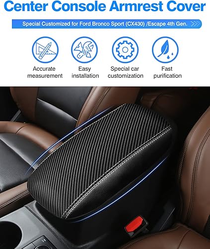 Miniatura 2 de Autorder Funda de consola central para Ford Bronco Sport 2021-2024Escape 2020-2024, accesorios de fibra de carbono, funda de reposabrazos de fibra