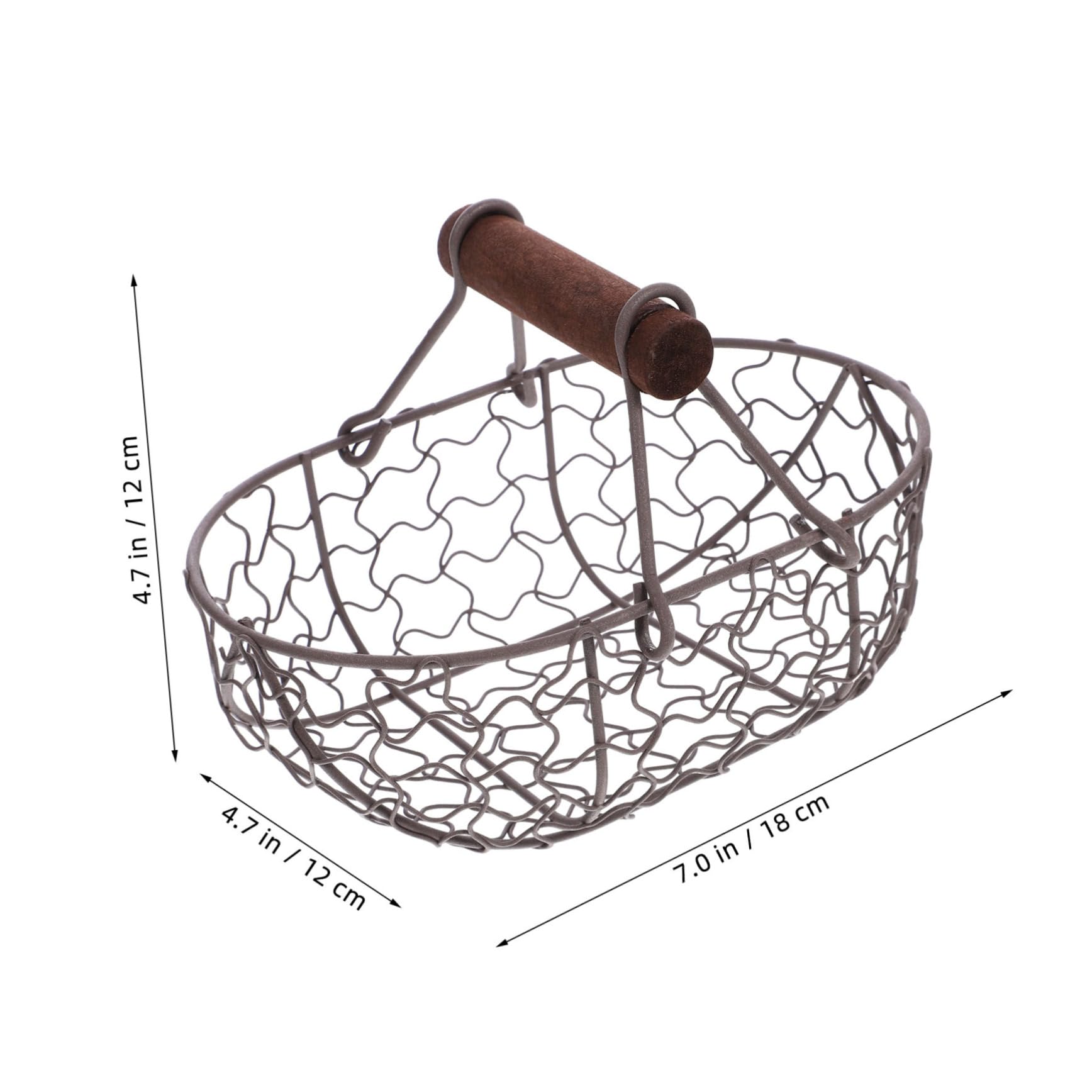 DOITOOL Vintage Black Wire Egg Basket with Wood Handle Heatproof Metal Storage Basket for Kitchen Egg Collection and Fruit Storage Compact 4.7 Inch Wire for Home Use - Image 3