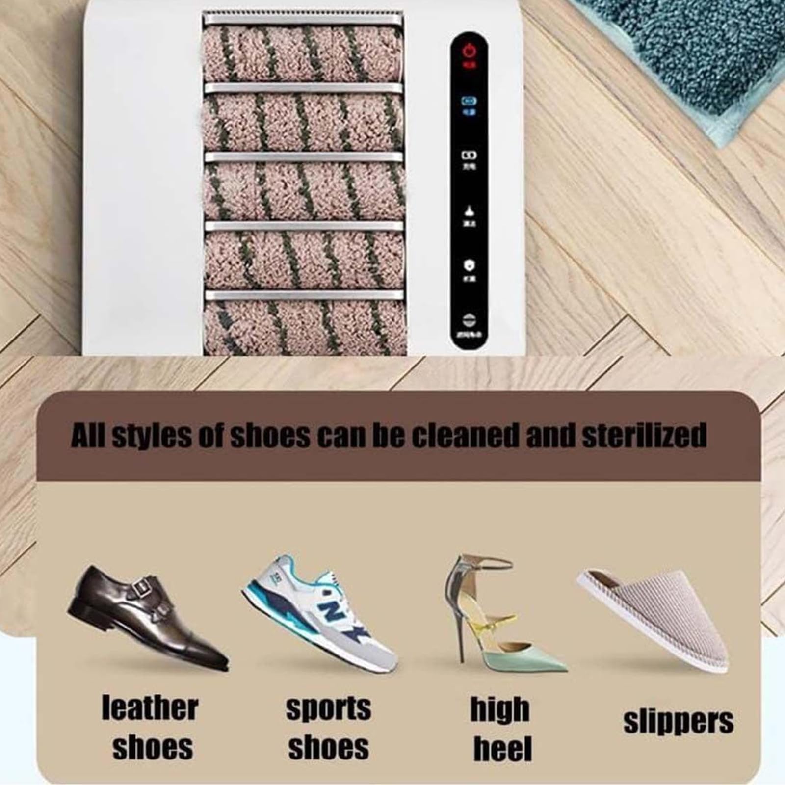 Limpiador de suela de zapatos, inducción inteligente, limpieza sin agua de 500 rpm, succión de 1000 Pa, toallita 5s, para casa, oficina, hotel, zapatillas de tacón