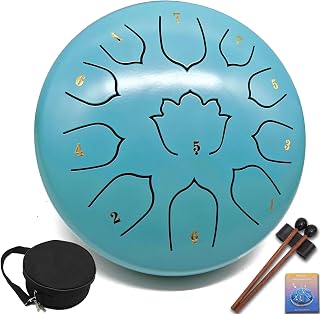 8.5-Inch 11-Note Steel Tongue Drum, Rain Drum for Outside & Garden