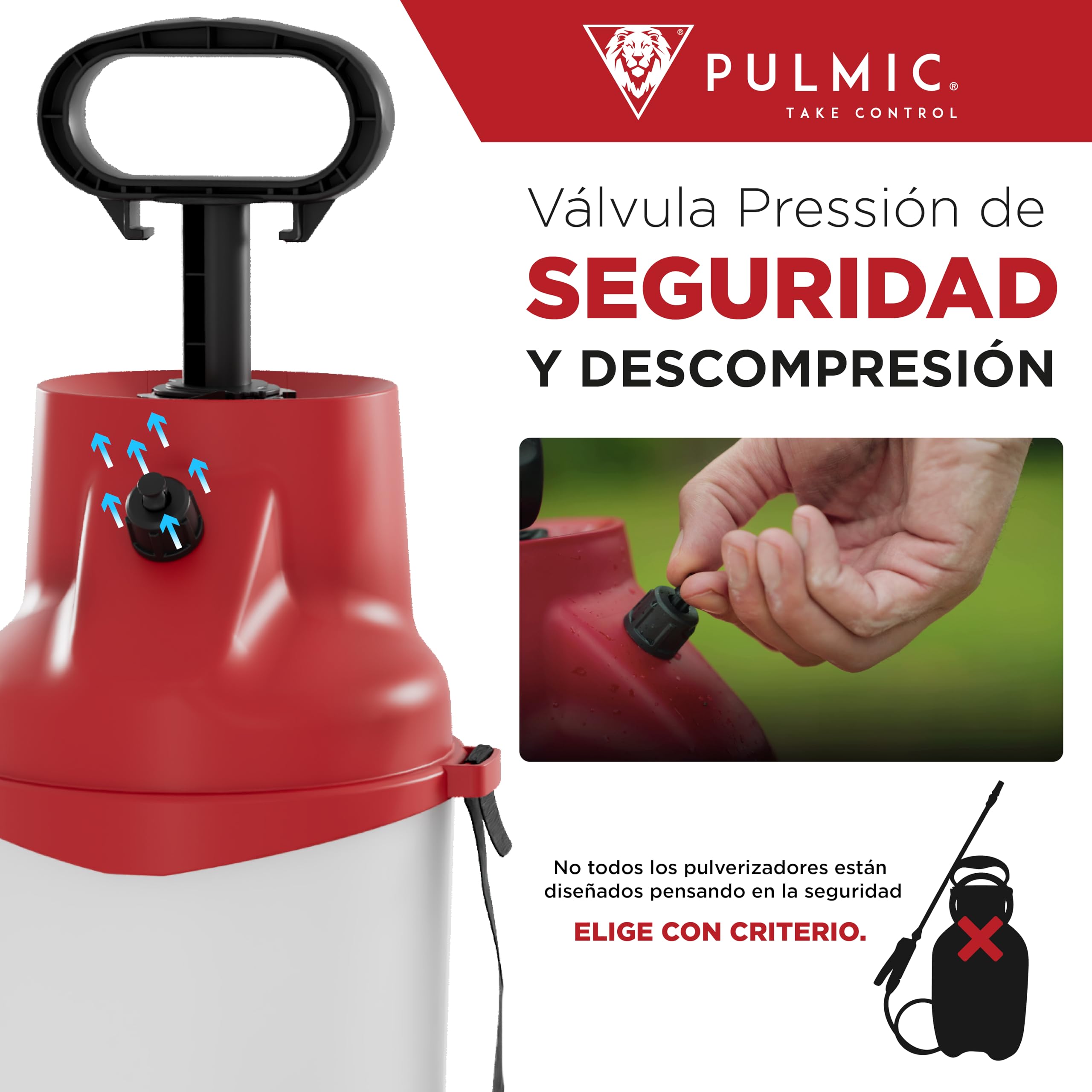 Pulverizador a Presión 5 litros, Pulverizador Manual para Plantas y Jardín, Sulfatadora Manual para Herbicidas e Insecticidas, con Lanza y Boquilla Regulable, Pulverización Precisa, PULMIC Raptor