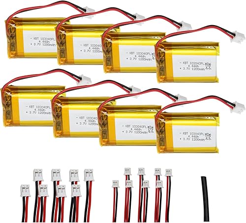 Batería de polímero de litio KBT 3.7V 1200mAh 103040 Baterías de repuesto de iones de litio recargables Lipo con conector JST PH 2.54, conector