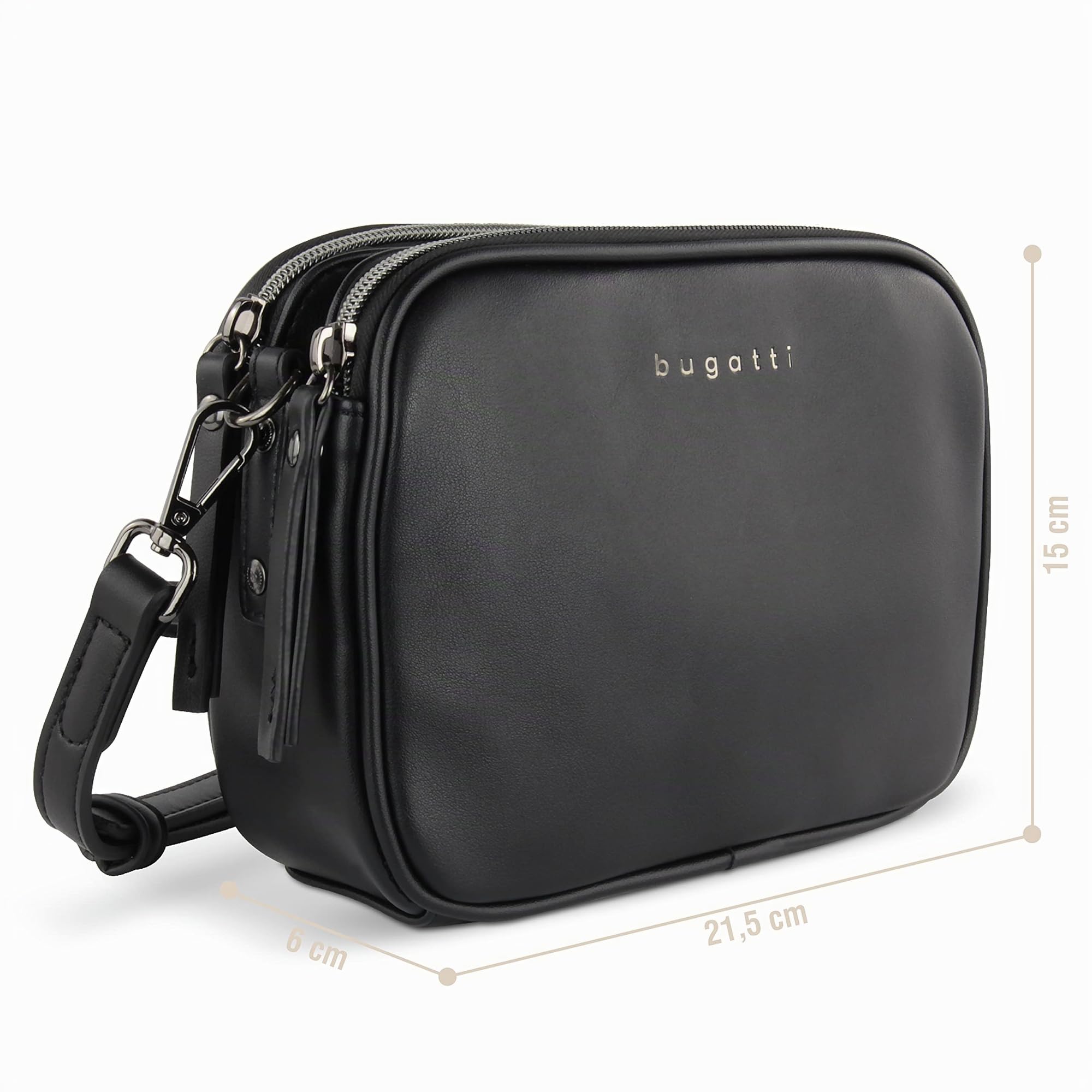 bugatti Almata kleine Schultertasche Damen, Umhängetasche aus hochwertigem Kunstleder