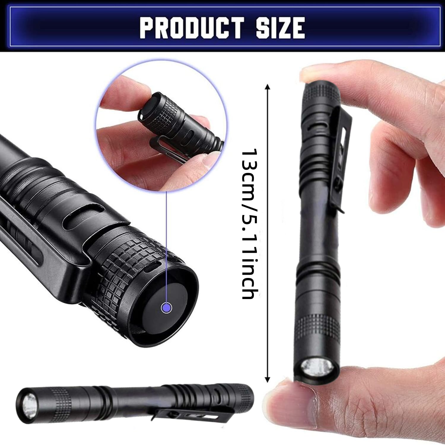 Lot De 2 Mini Lampes De Poche LED LIAISIMI - 3 Modes, Zoomable, Clip, Étanche, 200 Lumens Pour Randonnée Camping Urgence