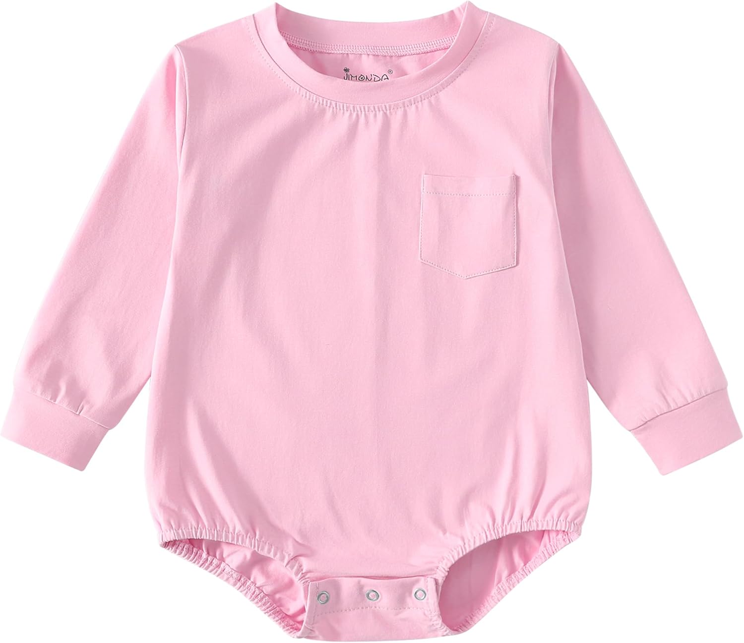 Jimonda Baby Boy Girl Bubble Romper Long Sleeve Cotton Crewneck Sweatshirt with Pocket,Solid Color Bodysuit Newborn Outfit