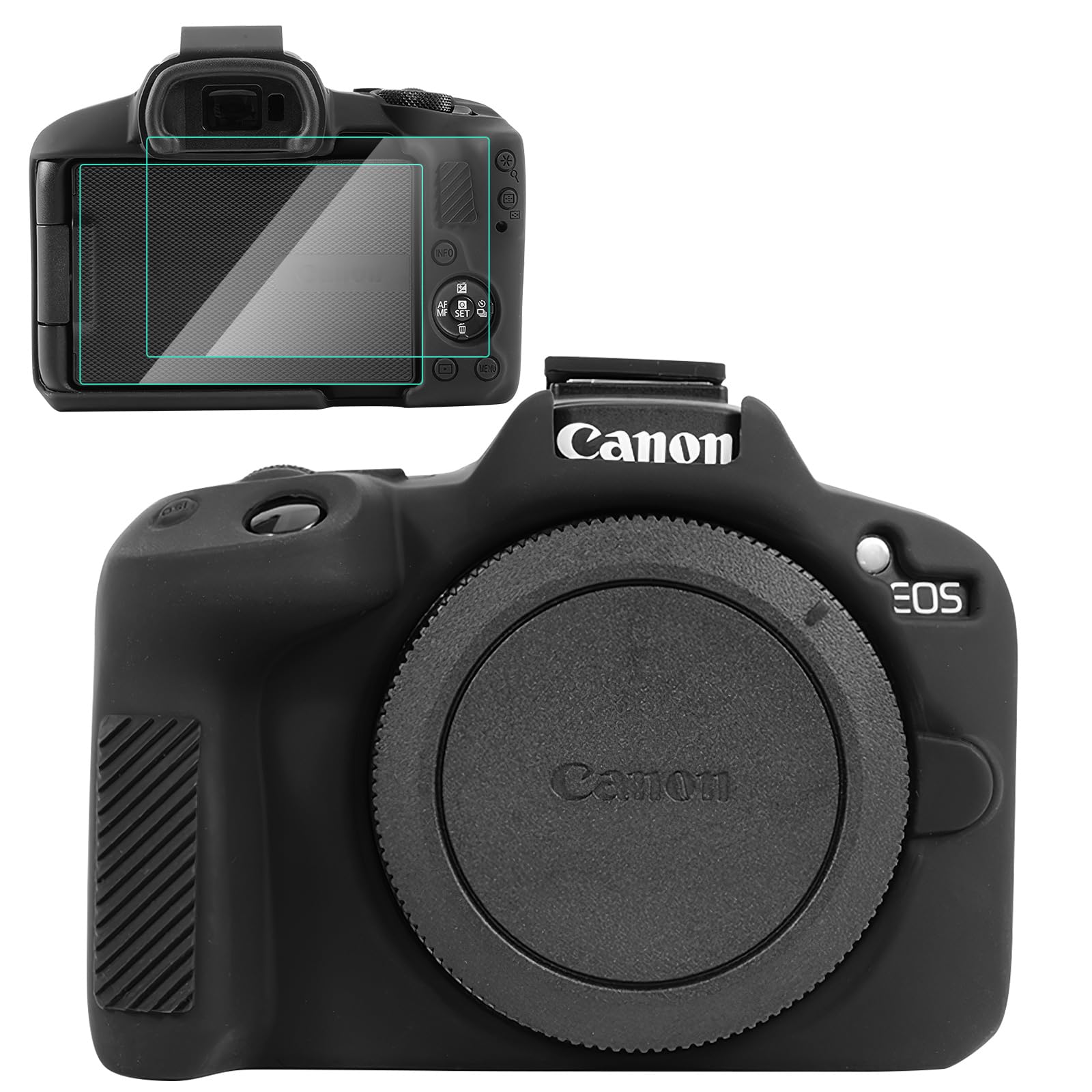 Custodia in silicone per Canon EOS R50 Custodia, accessori con 2 pellicole protettive per schermo, protezione lente rimovibile per fotocamera digitale Canon EOS R50